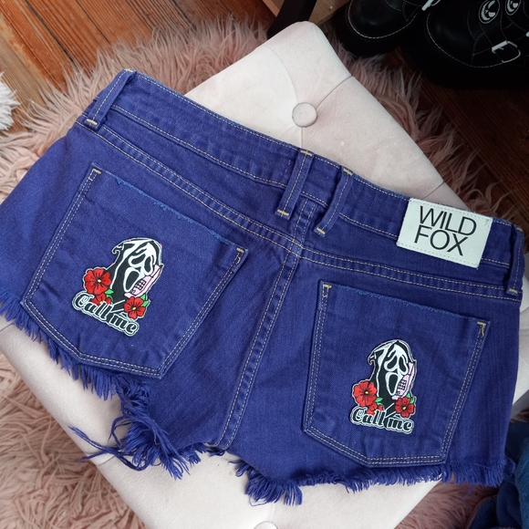 Custom RAGE Scream Ghostface wildfox super dope purple daisy Duke cutoffs! - Picture 1 of 14